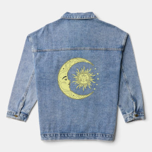 Sonne und Mond Himmelsdesign mit Mondphasen Jeansjacke
