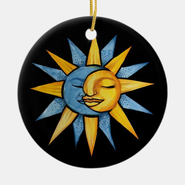 Sonne und Mond Keramik Ornament (Vorne)