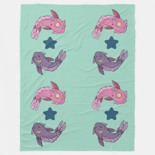 Sonne- und Mond-Koi-Fisch   Himmelsfische-Kunst Fleecedecke