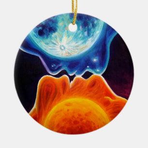 Sonne und Mond küssen Keramik Ornament