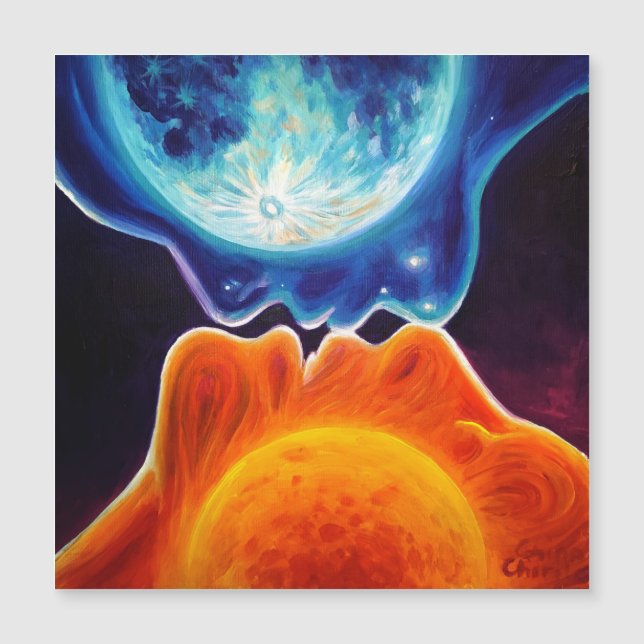 Sonne und Mond küssen Magnetkarte (Vorderseite)
