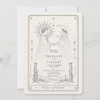 Sonne und Mond | Line Art Tarot Hochzeitseinladung Einladung