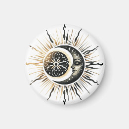 Sonne und Mond Magnet | Himmels-Kühlschrankmagnet