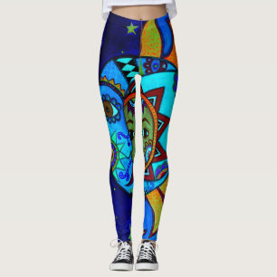 SONNE-UND MOND-PAAR-WUNDERLICHE MALEREI LEGGINGS