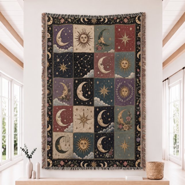 Sonne- und Mond-Patchwork-Gewebe-Decke Decke (Von Creator hochgeladen)