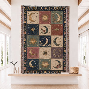 Sonne- und Mond-Patchwork-Web-Decke Decke