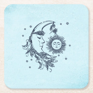 Sonne und Mond Rechteckiger Pappuntersetzer