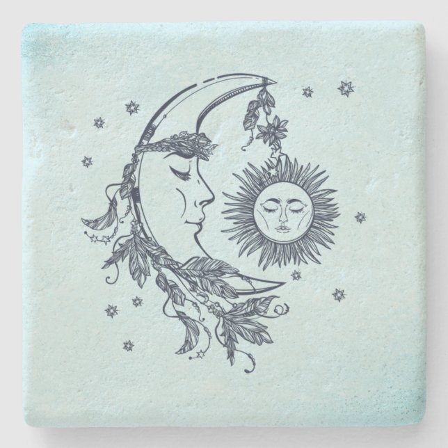 Sonne und Mond Steinuntersetzer (Vorderseite)