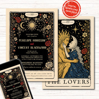 Sonne und Mond | Tarot Hochzeitseinladung Einladung