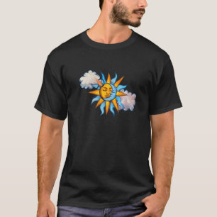 Sonne und Mond und Wolken am Himmel Sonnenmond T-Shirt