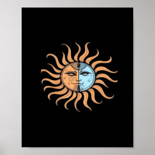 Sonne und Mond Vintage-Bohemien-Abstrakt Poster
