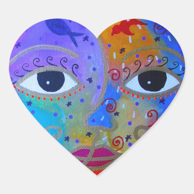 SONNE UND MOND/YIN UND YANN Herz-Aufkleber (Vorderseite)