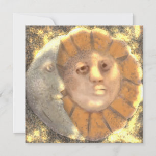 Sonne- und Mondsymbol-Relikt-Kunstwerk-Design Feiertagskarte