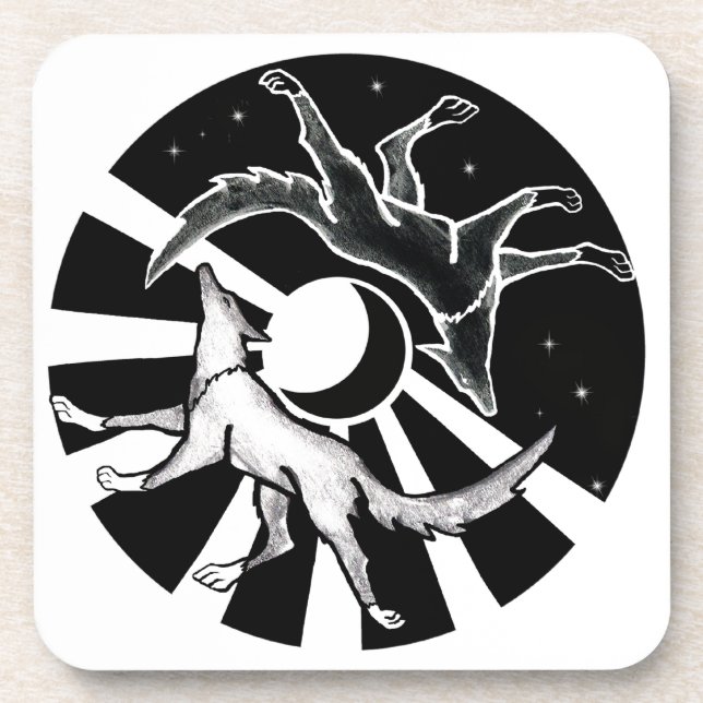 Sonne und Mondwölfe Getränkeuntersetzer (Vorderseite)