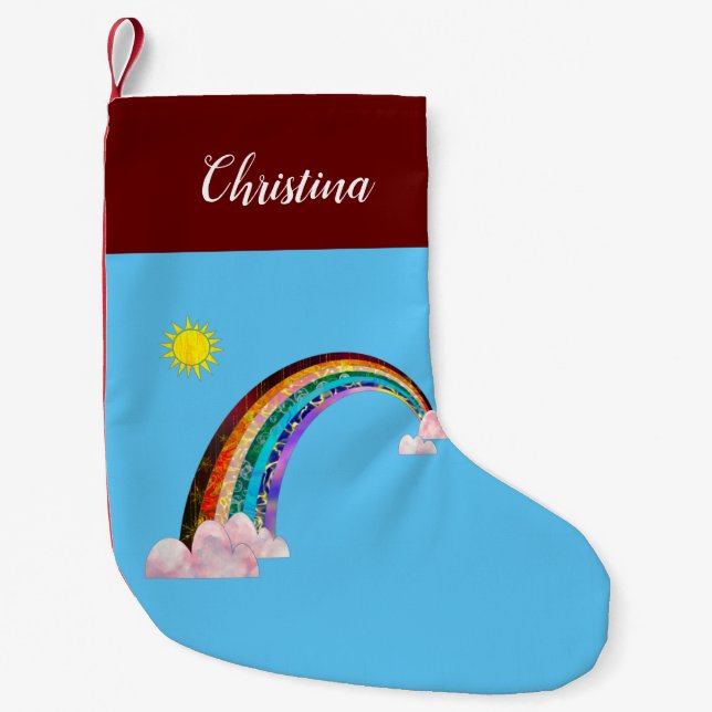 Sonne und Regenbogen 2 Kleiner Weihnachtsstrumpf (Vorderseite)
