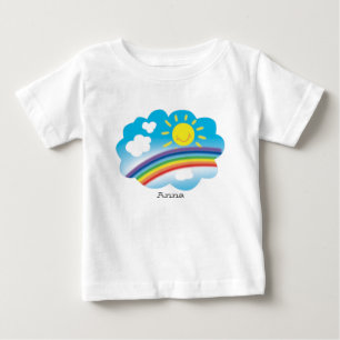Sonne und Regenbogen, Cartoon-Bild, personalisiert Baby T-shirt