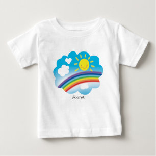 Sonne und Regenbogen, Cartoon, personalisiert Baby T-shirt