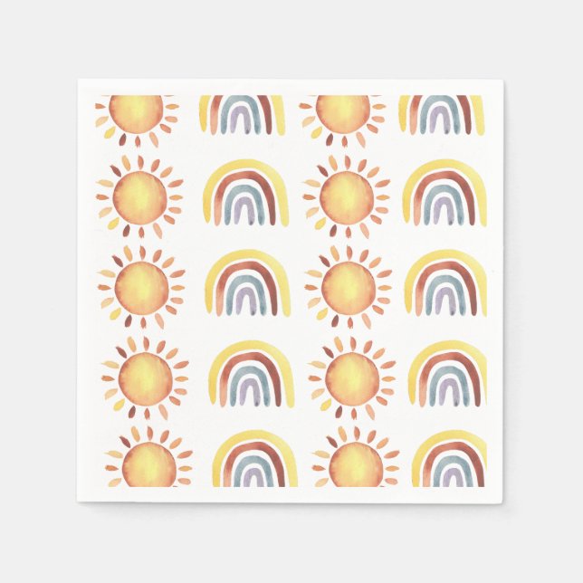 Sonne und Regenbogen Muster Serviette (Vorderseite)
