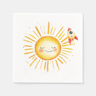 Sonne und Rocketship zum ersten Geburtstag Serviette