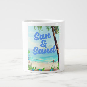 Sonne und Sand inspirierendes Zitat Cartoon-Poster Jumbo-Tasse