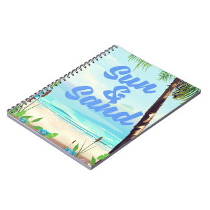 Sonne und Sand inspirierendes Zitat Cartoon-Poster Notizblock