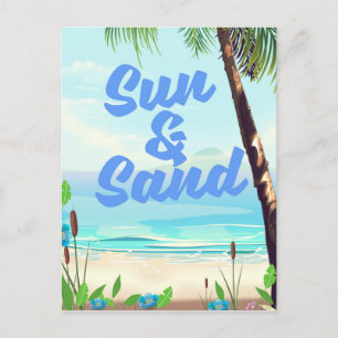 Sonne und Sand inspirierendes Zitat Cartoon-Poster Postkarte