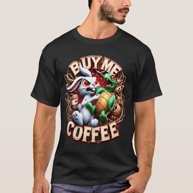 Sonne und Schildkröte mit Kaffee-Cup kaufen Sie mi T-Shirt (Vorderseite)