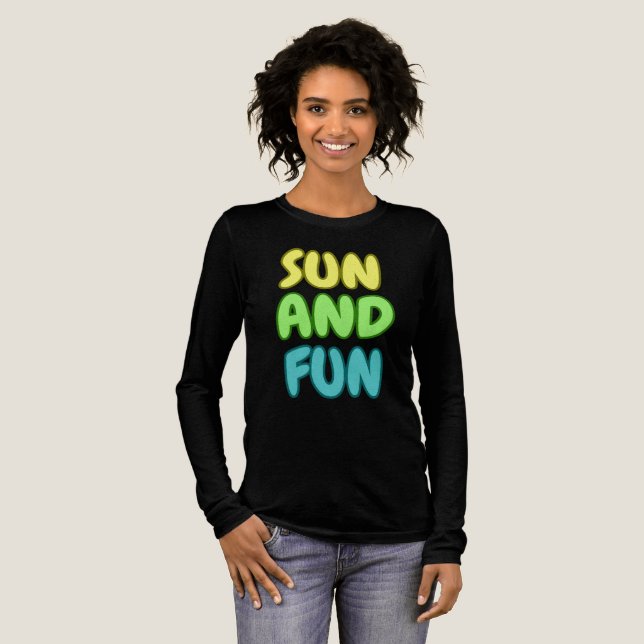 Sonne Und Spaß Langarmshirt Tri-Blend Shirt (Volle Vorderseite)