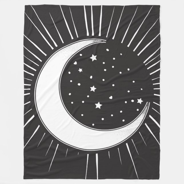 Sonne und Sterne Fleecedecke (Vorderseite)