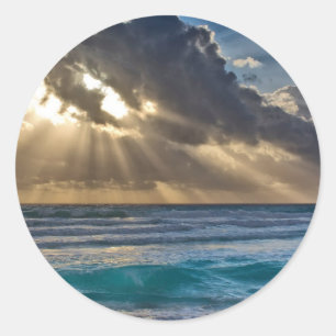 Sonne und Wolken Runder Aufkleber