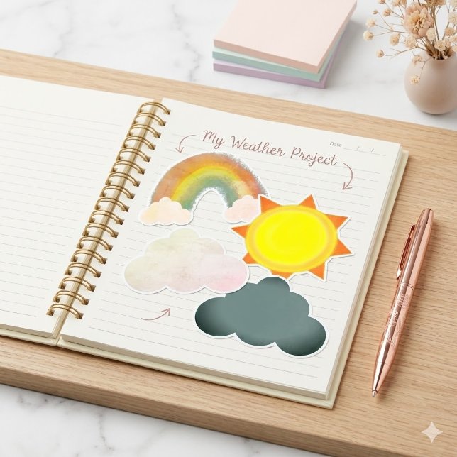 Sonne Wolken Regenbogen Wetter Schulprojekt ClipAr Flyer (Von Creator hochgeladen)