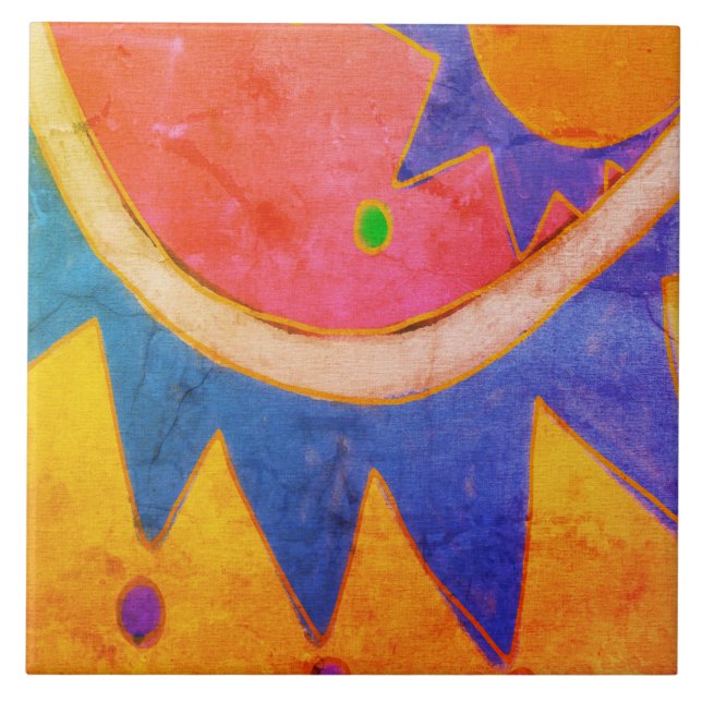 Sonnen Abstrakte digitale Malerei Fliese (Vorderseite)