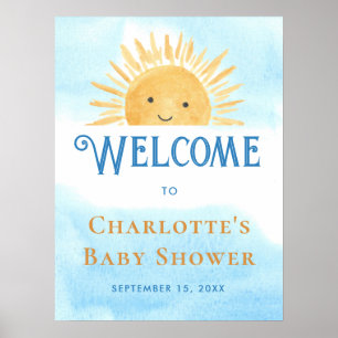 Sonnen-Baby-Shower-Willkommensschild Poster