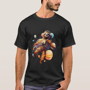 Sonnen-Galaxie-Planet-Astronaut-Faultier-Astronaut T-Shirt