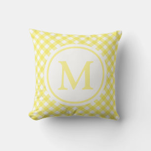 Sonnen Gelbes Gingham-Monogramm Kissen