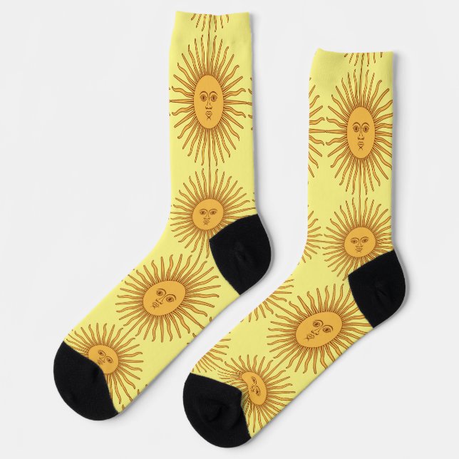 Sonnen-Gesicht Kunstillustration Thunder_Cove  Socken (Linkes Detail)