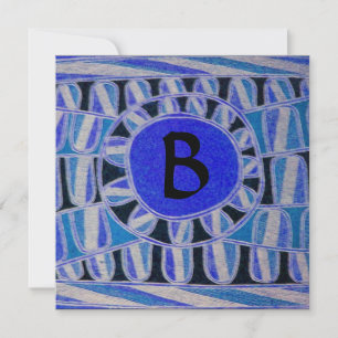SONNEN SOLARENERGIE MONOGRAMM Aqua Blau Schwarze A Einladung