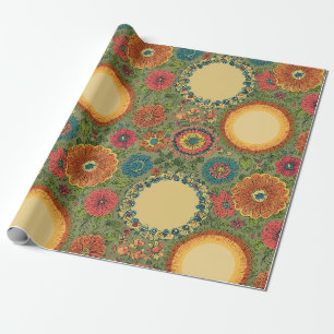 Sonnen- und Blumen-Boho-Geschenkpapier Geschenkpapier