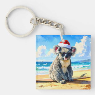 Sonnen- und Surf-Koala-Santa-Mütze Schlüsselanhänger