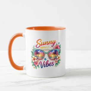 Sonnen-Vibes Tropischer Sonnenuntergang Sonnenbril Tasse