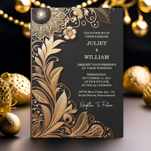 Sonnen-Vintage-Spitze Floral Goldfolien-Prägung Ho Einladung