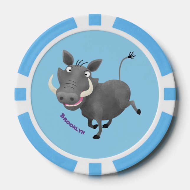 Sonnenafrikanische Warthos-Schwein-Cartoon-Illustr Pokerchips (Vorderseite)