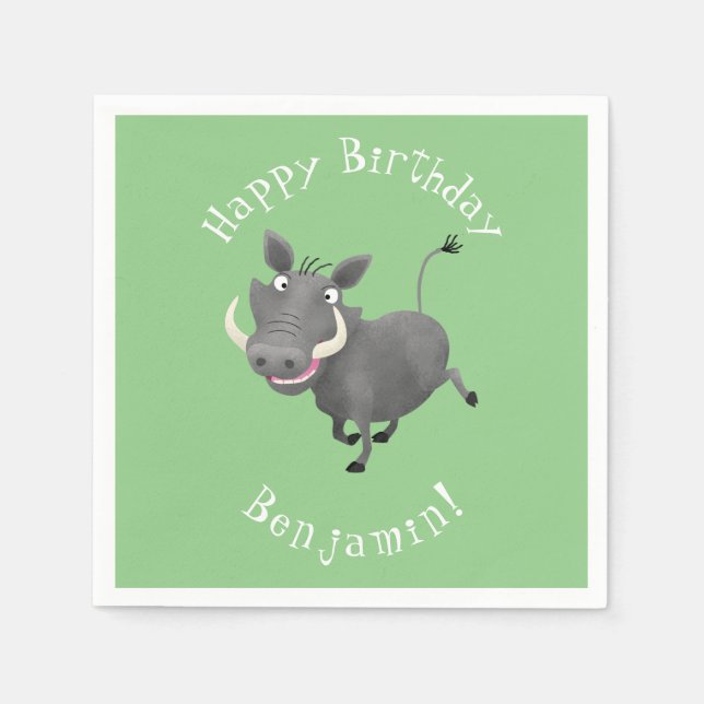 Sonnenafrikanische Warthos-Schwein-Cartoon-Illustr Serviette (Vorderseite)