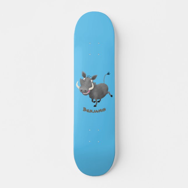 Sonnenafrikanische Warthos-Schwein-Cartoon-Illustr Skateboard (Vorne)