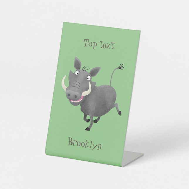 Sonnenafrikanische Warthos-Schwein-Cartoon-Illustr Sockelschild (Vorderseite)