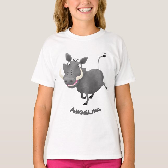 Sonnenafrikanische Warthos-Schwein-Cartoon-Illustr T-Shirt (Vorderseite)