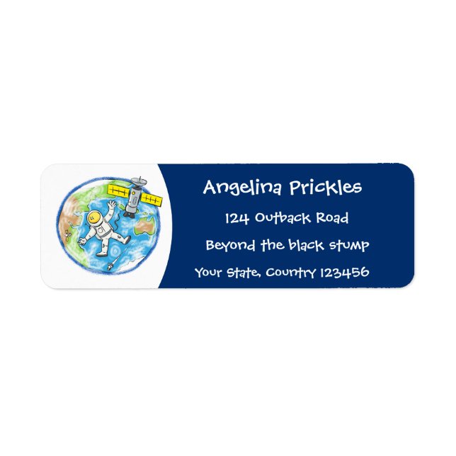 Sonnenastronaut im Weltraum und Cartoon der Erde (Vorne)