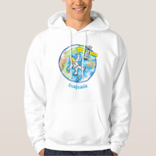 Sonnenastronaut im Weltraum und Cartoon der Erde Hoodie