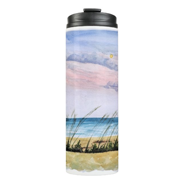 Sonnenaufgang am Meer - Aquarellmalerei Bal Thermosbecher (Vorderseite)