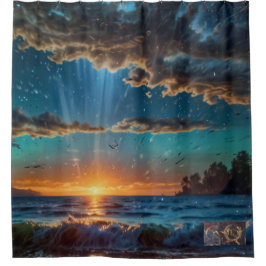 Sonnenaufgang am Meer Duschvorhang